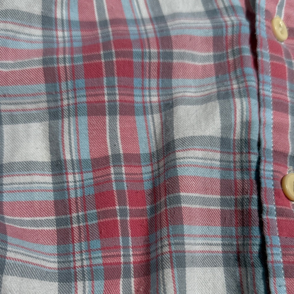 Faherty Men's White and Red with Blue stripe Plaid Shirt - Picture 9 of 12